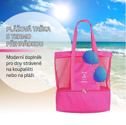 Obrázek z Plážová taška s termo přihrádkou - růžová