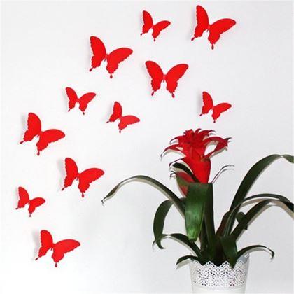 Obrázek z 3D motýlci na zeď - červená
