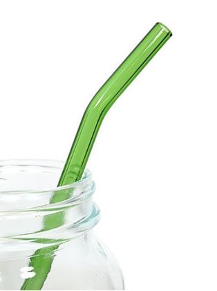 Obrázek z Zahnuté skleněné brčko - zelené