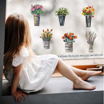 Obrázek Samolepky na zeď - květiny v květináči