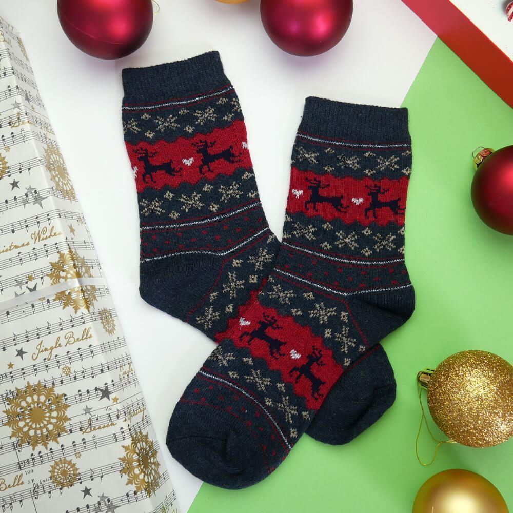Vánoční ponožky s norským vzorem - modré