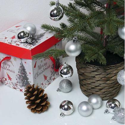 Obrázek z Sada vánočních ozdob 24 ks - stříbrné