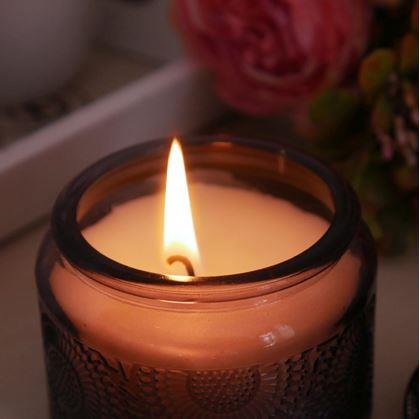 Obrázek z Vonná svíčka ve skle - šedá, broskvový květ