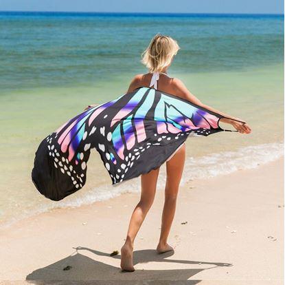 Plážové šaty - motýlí křídla L-XL - modréPlážové šaty - motýlí křídla L-XL - modré