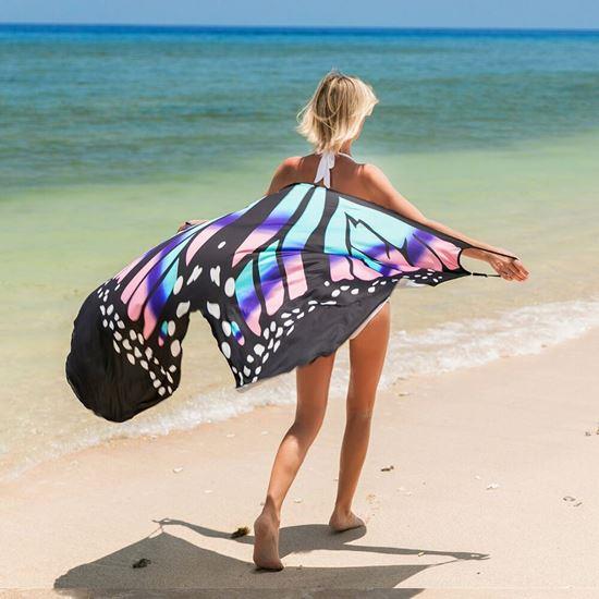 Plážové šaty - motýlí křídla L-XL - modréPlážové šaty - motýlí křídla L-XL - modré