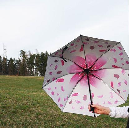 Skládací deštník - okvětní lístky bílé