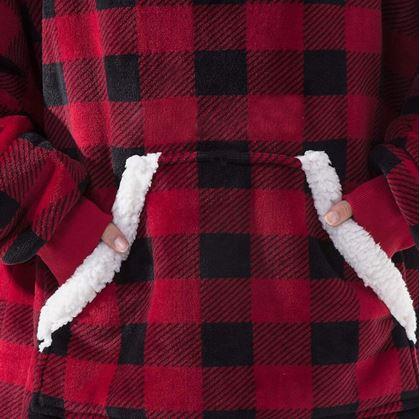 Hřejivá mikinová deka - kostkovaná 