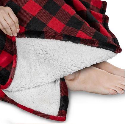Hřejivá mikinová deka - kostkovaná 