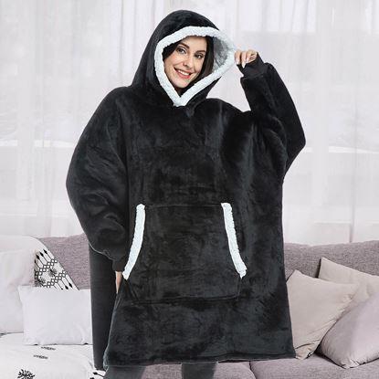 Hřejivá mikinová deka - černá