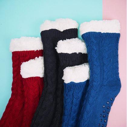 Teplé pletené ponožky - červené