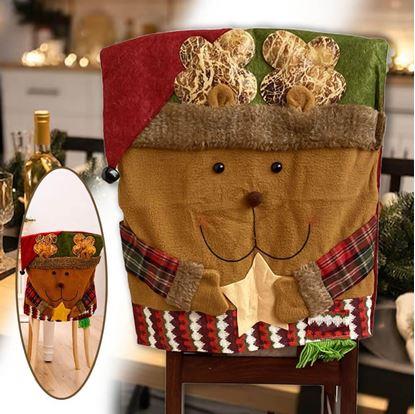 Vánoční potah na židli - méďa v sobí čepici