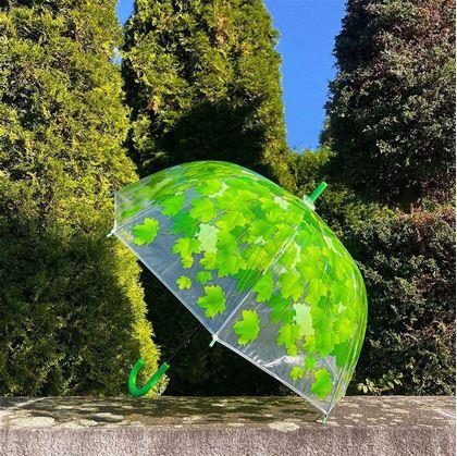 Průhledný deštník - zelené listy