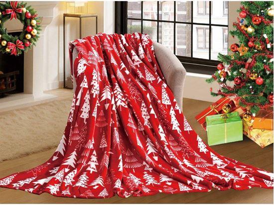 Obrázek z Vánoční deka - červená se stromečky