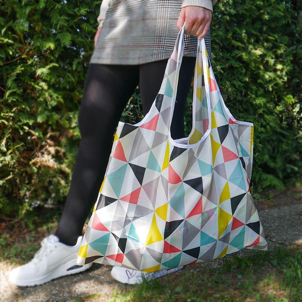 Velká skládací nákupní taška - trojúhelníky