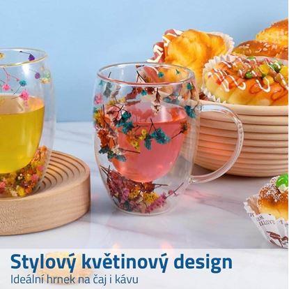 Dvoustěnný skleněný hrnek s květinami