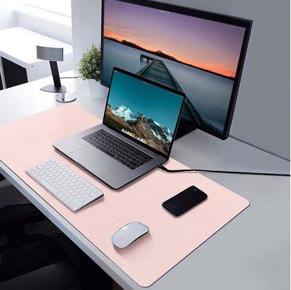 Obrázek z Prémiová koženková podložka pod myš a klávesnici 80x40 cm - růžová