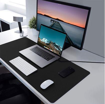 Obrázek z Prémiová koženková podložka pod myš a klávesnici 80x40 cm - černá