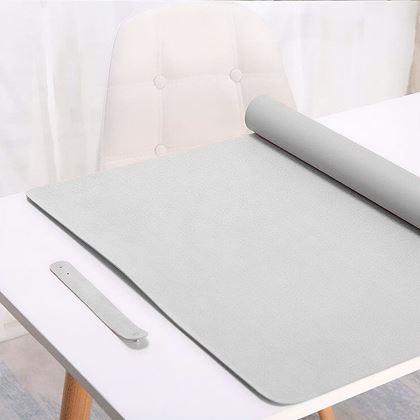 Obrázek z Prémiová koženková podložka pod myš a klávesnici 80x40 cm - světle šedá