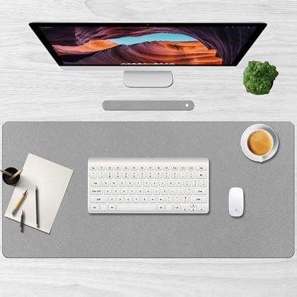Obrázek z Prémiová koženková podložka pod myš a klávesnici 80x40 cm - světle šedá