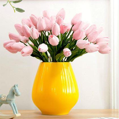 Obrázek z Umělé tulipány 10 ks - světle růžové