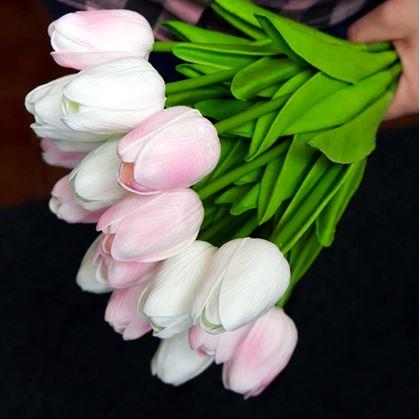 Obrázek z Umělé tulipány 10 ks - světle růžové
