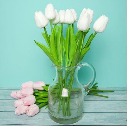 Obrázek z Umělé tulipány 10 ks - světle růžové