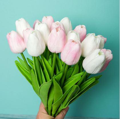 Obrázek z Umělé tulipány 10 ks - světle růžové