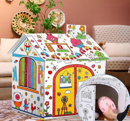 Obrázek Dětský domeček k vybarvení s fixy 60,5 x 48 x 70 cm