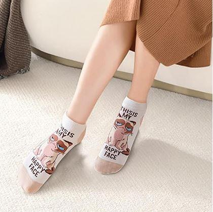 Obrázek z Veselé ponožky naštvaná kočka - bílé