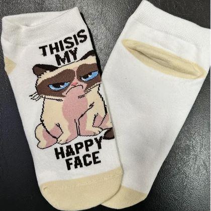 Obrázek z Veselé ponožky naštvaná kočka - bílé