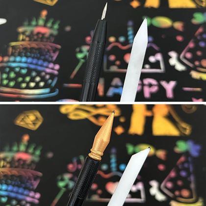 Obrázek z 5 ks vyškrabávacích šablon A4 + 2 pera