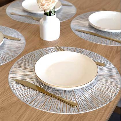 Obrázek z Kulaté prostírání na stůl sluneční paprsky - stříbrné