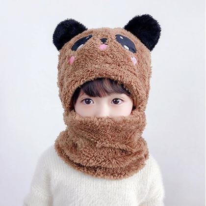 Obrázek z Čepice s nákrčníkem medvídek s ušima - hnědá