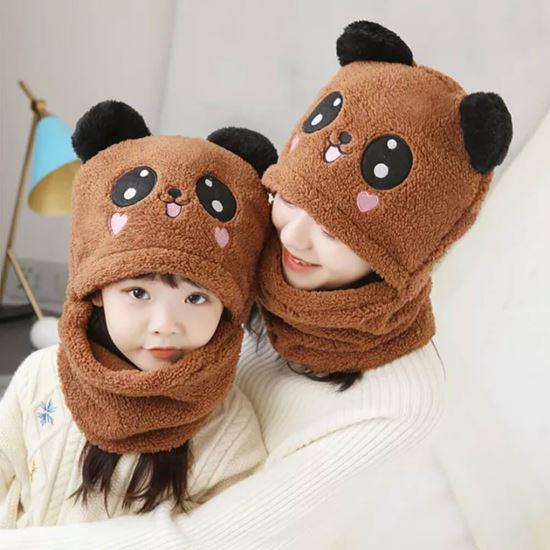 Obrázek z Čepice s nákrčníkem medvídek s ušima - hnědá