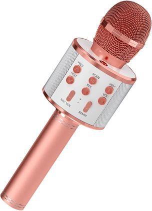 Obrázek z Bezdrátový karaoke mikrofon s reproduktorem a Bluetooth stříbrný