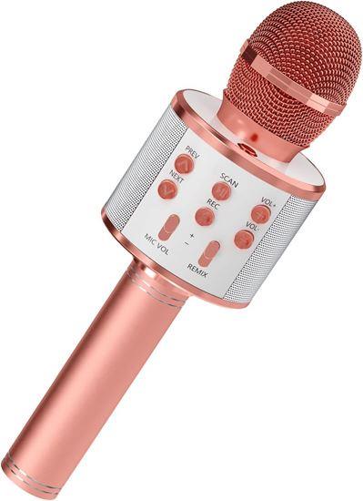 Obrázek z Bezdrátový karaoke mikrofon s reproduktorem a Bluetooth stříbrný