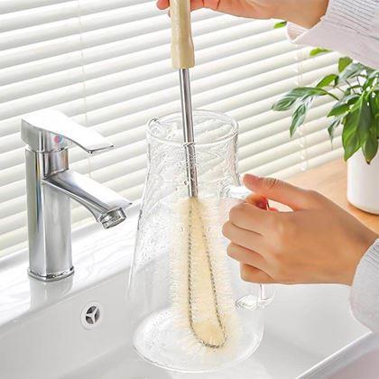 Obrázek z Čistící kartáč na lahve s dřevěnou rukojetí