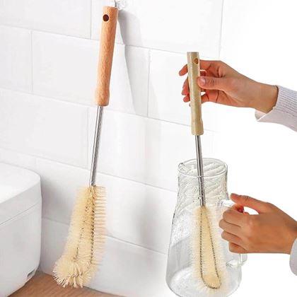 Obrázek z Čistící kartáč na lahve s dřevěnou rukojetí