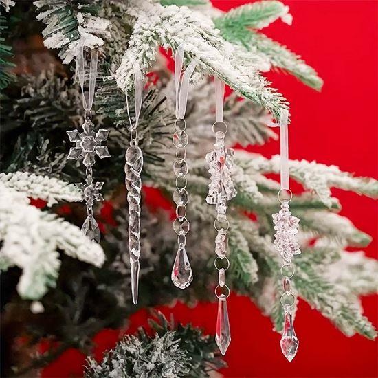 Obrázek z Vánoční ozdoby na stromeček 5 ks - ledové ornamenty