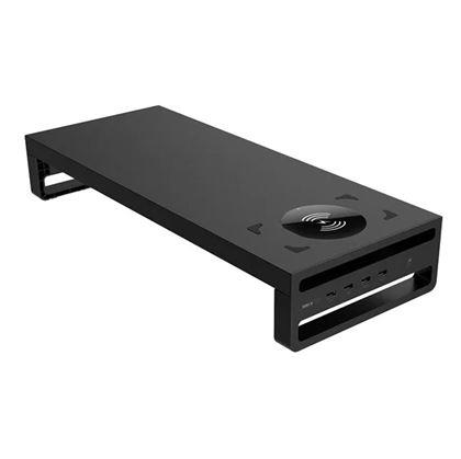 Obrázek z Kovový stojan na monitor s USB porty a bezdrátovým nabíjením