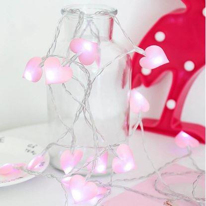 Obrázek LED světelný řetěz - růžová srdce