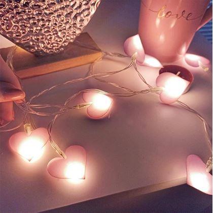 Obrázek z LED světelný řetěz - růžová srdce