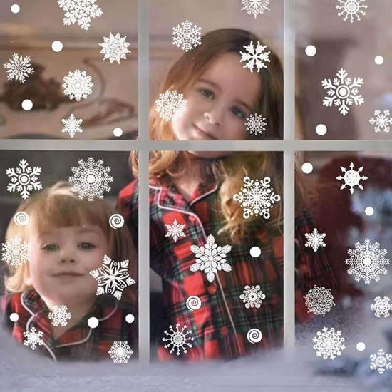 Obrázek z Nálepky na okno - sněhové vločky 52 ks - stříbrné