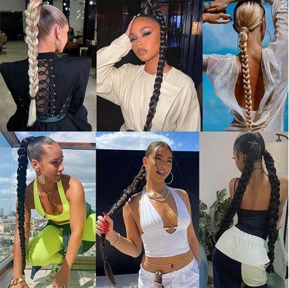 Obrázek z Příčesek do vlasů cop 85 cm - hnědý