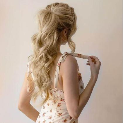 Obrázek z Příčesek do vlasů vlnitý culík 60 cm - plavý