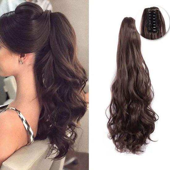 Obrázek z Příčesek do vlasů vlnitý culík 60 cm - tmavě hnědý
