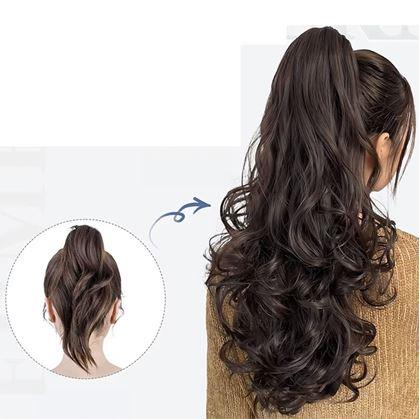 Obrázek z Příčesek do vlasů vlnitý culík 60 cm - tmavě hnědý