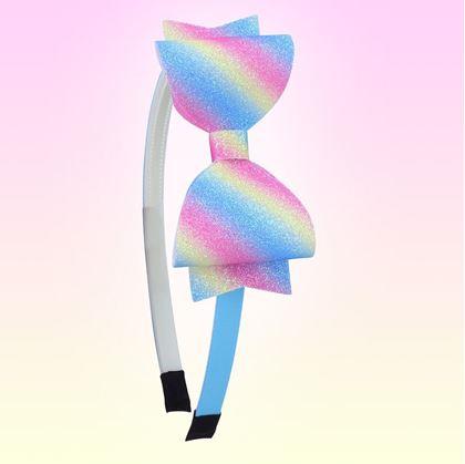 Obrázek z Třpytivá čelenka s mašlí - duhová