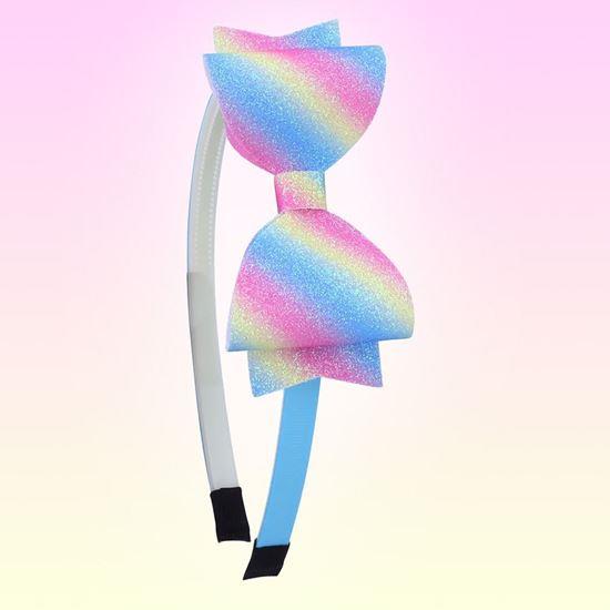 Obrázek z Třpytivá čelenka s mašlí - duhová