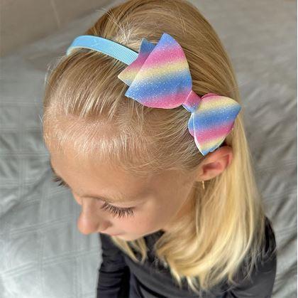 Obrázek z Třpytivá čelenka s mašlí - duhová